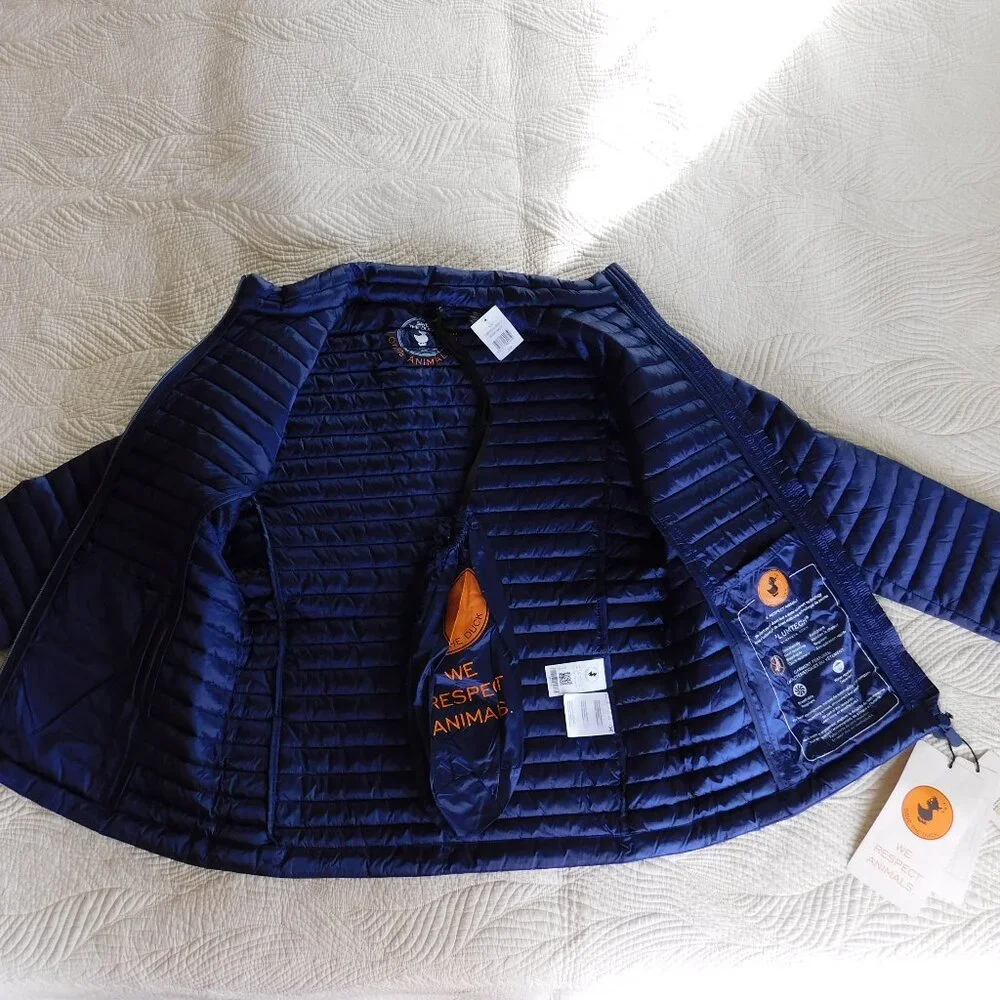 NWT Save The Duck Iris NLA Carly style navy Plumtech vegan down puffer jacket M - Picture 9 of 16